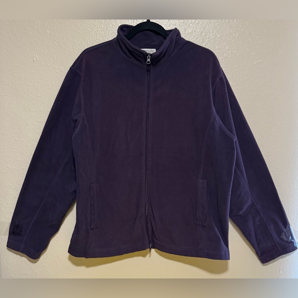 Purple Fleece Zip Jacket 1X Cozy Soft Lightweight Layering Coat - Picture 2 of 4